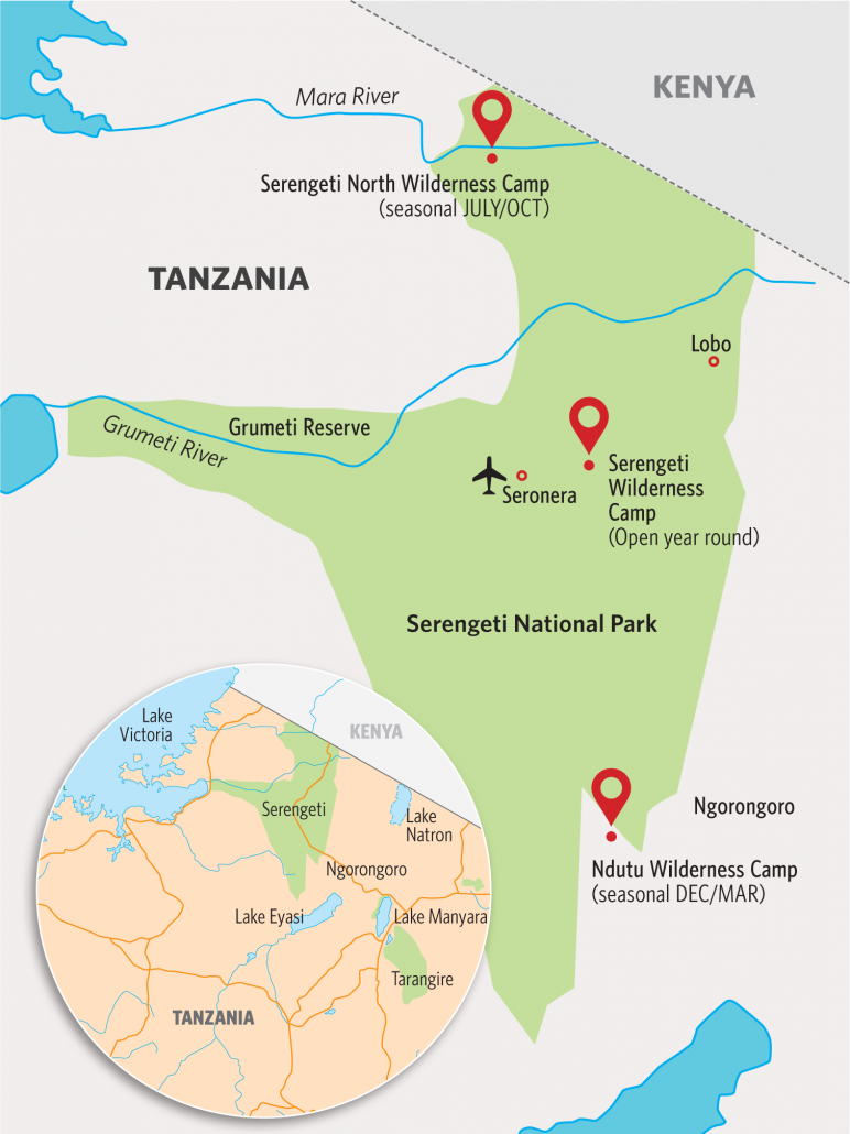 Serengeti Camps Locations